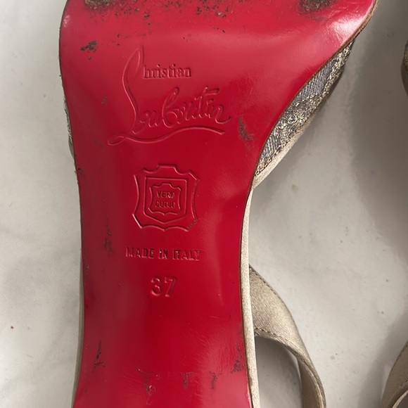 Authentic Christian Louboutin | Size 37 EU / Size 7 US | Silver Lace Slingback - Picture 7 of 11